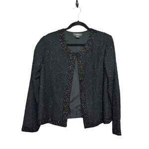 Dressbarn Collection Black Formal Heavy Beaded Jacket Size L Evening Event